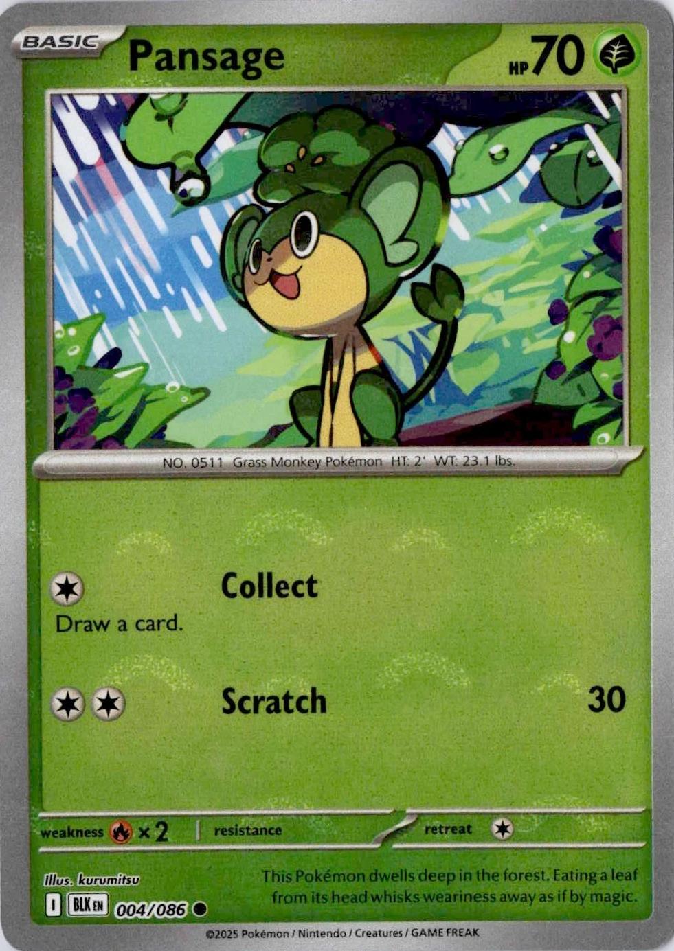 Black Bolt Pansage [Poke-Ball] Pokémon card